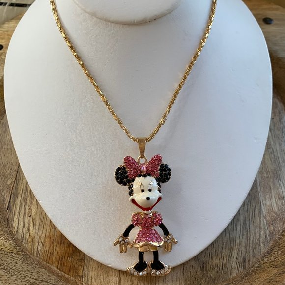 Rhinestone Minnie Mouse Necklace - Picture 2 of 2